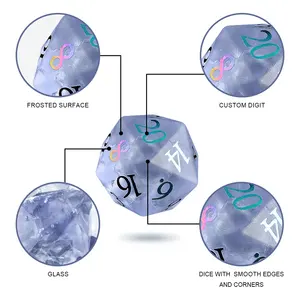 Personalized 16mm 20mm Precision D D Gemstone RPG Polyhedron Dice Set Frosted Burst Crystal And Glass Dice For Board Games