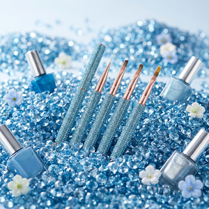 Mango brillante con diamantes de imitación para limpieza de <span class=keywords><strong>uñas</strong></span>, pinceles para decoración de <span class=keywords><strong>uñas</strong></span>, cepillo para polvo - Product Image 6