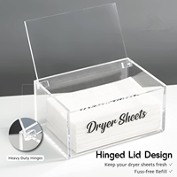 Distributeur de feuilles assouplissantes pour linge, moderne, en acrylique, résistant à l'eau, pré-assemblé pour bureau, avec couvercle à charnière et support transparent