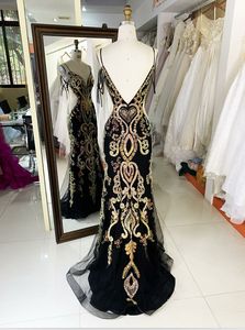 Fournitures de fabrication <span class=keywords><strong>Robes</strong></span> de soirée Aso Ebi pour femmes noires Paillettes <span class=keywords><strong>Longues</strong></span> bretelles spaghetti Robe de soirée imprimée de luxe - Product Image 5