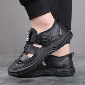 Baotou hommes été respirant décontracté <span class=keywords><strong>sandales</strong></span> en cuir à la mode en plein air chaussures de plage avec fond souple Wading trou conception - Product Image 5