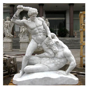 Decoración de Jardín, <span class=keywords><strong>Estatua</strong></span> Abstracta de Hércules y Minotauro, Estatuas de Mármol Desnudas de Tamaño Real en Venta - Product Image 1