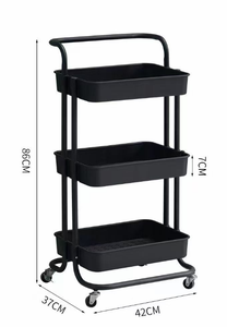 Modern Design PP Storage Organizer <strong>Trolley</strong> Rolling Utility Organizer Rack 3 Tier Storage Utility <strong>Cart</strong> for Bathroom Kitchen - Product Image 6