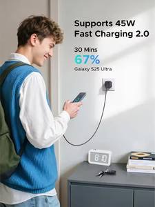 Chargeur USB C UGREEN 45W (technologie GaN) <span class=keywords><strong>PPS</strong></span> 3 ports, chargeur super rapide, noir mat, bloc de chargeur mural pour Galaxy S25/S24 Ultra - Product Image 6
