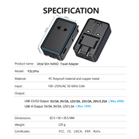 Adaptateur secteur international 45W Adaptateur de voyage 2 USB C 1 USB Ultra fin Adaptateur de prise universel pour les États-Unis vers l'Europe
