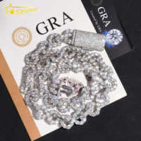 Chaîne cubaine de luxe de 15 mm en argent sterling 925 avec moissanite, bijoux hip-hop, chaîne à maillons personnalisée, glacée, pour hommes