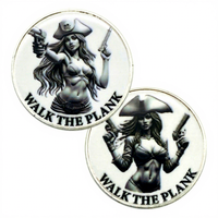 5 pièces de monnaie de pirate pour filles, plaquées argent, noires et blanches, à collectionner, pour le défi des pirates