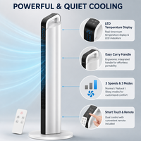 Ventilateur tour oscillant 35 pouces avec télécommande et contrôle tactile, 3 modes de ventilation, silencieux, minuterie 8 heures, affichage LED, ventilateur sur pied pour la maison