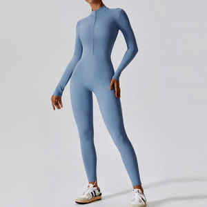 2025 nouveau OEM femmes nues respirant Yoga & Fitness ensemble solide en plein air course cyclisme vêtements d'exercice avec fermeture éclair vente chaude - Product Image 5