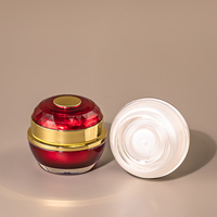 Pot de crème de visage de luxe de dame d'or rouge de 30g emballage antique de produit de soin de peau pot en plastique vide