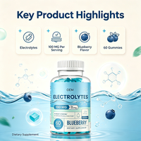 Gummies électrolytiques en gros OEM, 60 unités, saveur myrtille, complément alimentaire, fournisseur distributeur marque privée