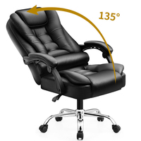 Chaise de bureau ergonomique pivotante et massante en cuir de luxe 4 couleurs Fauteuil d'ordinateur de direction inclinable rotatif