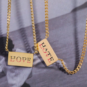 Medallón de Oro de 18K PVD impermeable con letras grabadas, gargantilla de acero inoxidable, cadena de eslabones cubanos cuadrados - Product Image 4