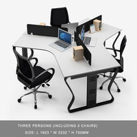Bureau modulaire moderne personnalisé à 120 degrés Poste de travail en V avec tables et chaises de bureau extensibles et durables