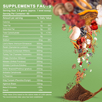 Complément Alimentaire Sauvage : Café Gourmet Équitable avec Extrait de Crinière de Lion et de Champignon Chaga en Poudre 99% 180g en Bouteille