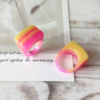 Bague carrée Macaron couleur bonbon géométrique goutte d'eau à rayures grandes belles bagues pour femmes fille bijoux de mode cadeau chaud