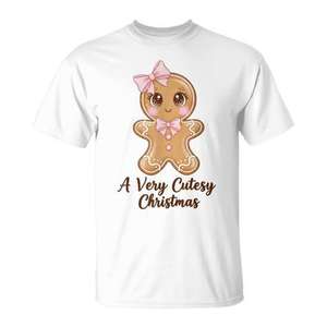 T-shirt Coquette Gingerbread Pink Bow, un Noël très mignon - Product Image 1