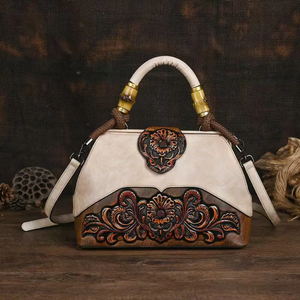 <span class=keywords><strong>Sac</strong></span> fourre-tout vintage original chinois en PU avec fermeture éclair, texture gaufrée, motif floral, grande capacité, <span class=keywords><strong>sac</strong></span> <span class=keywords><strong>à</strong></span> <span class=keywords><strong>main</strong></span> pour femme en polyester - Product Image 2