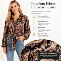 Chemisier à manches longues pour femme, noir et marron, à fleurs, pour le bureau, décontracté, chic, élégant, printemps/été 2026