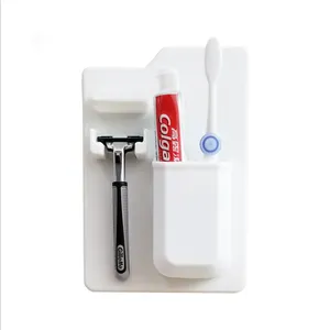 Силиконовый органайзер для туалетных принадлежностей для ванной комнаты, водонепроницаемый держатель для зубных щеток, силиконовый настенный держатель для зубных щеток и бритвы