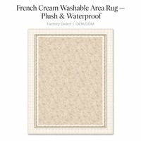 Tapis Crème Style Luxe pour Salon et Chambre – Nouveau, Lavable, Nettoyable, Doux, Facile d'Entretien, Imperméable, Qualité Supérieure Française