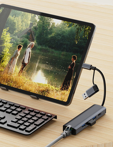 Hub USB C 5 in 2 per MacBook Pro con Ethernet Gigabit RJ45, Docking Station Multiporta, Adattatore Tipo USB 3.0 per Trasferimento Dati, Materiale Metallico - Product Image 2