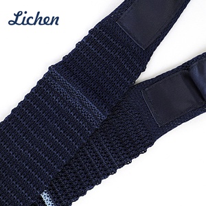 Personalizzazione uniforme cravatta lavorata a maglia da <span class=keywords><strong>uomo</strong></span> Casual <span class=keywords><strong>Slim</strong></span> Skinny Logo cravatta in maglia tessuta cravatta lavorata a maglia blu Navy - Product Image 5