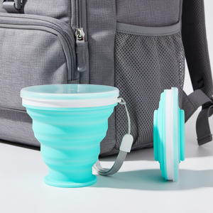 Tumbler Hot And <b>Cold</b> Black Color Outdoor Travel Mouthwash Silicone Folding Water <b>Cup</b> With Lid For Travel - Product Image 1