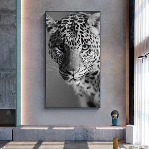 Peinture sur toile léopard noir et blanc, animaux, panthère, affiches et impressions, art mural - Product Image 3