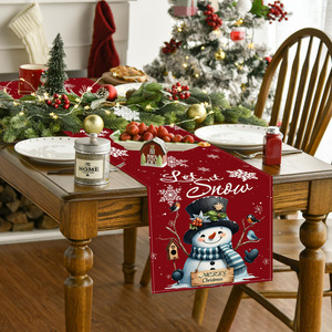 LINGKAI Eco-Friendly <b>Linen</b> Printed Christmas Table Runners & <b>Tablecloth</b> for Home & Hotel Decor - Product Image 2