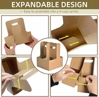 Einfach zu Montierendes Design Umweltfreundliche Papierfaser Lieferzubehör Braune Kraftpapier 2-Becher-Getränketräger für Heiße & Kalte Getränke