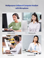 Headphone game usb mikrofon, Headphone Mono profesional, mikrofon, pusat panggilan, earphone bisnis pc gamer, headset berkabel mikrofon
