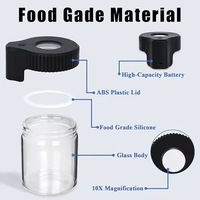 Bocal lumineux hermétique en plastique ABS avec couvercle en verre pour plantes aromatiques Bocal en verre avec LED et chargement USB Logo personnalisé disponible