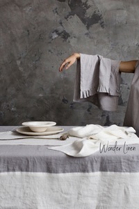Paño de lino. Toalla de mano de lino blanco Plato suave lavado a la piedra gris Cocina Paños de cocina de lino natural - Product Image 3