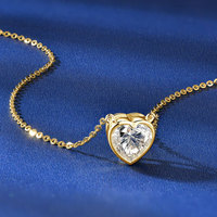 Collier pendentif en moissanite taille cœur 8x8mm 2 carats couleur D VVS1 en argent 925 plaqué or 14K finition rhodiée pour femmes, hommes et enfants