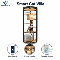 Grande cage pour chat en verre et bois massif pour l'intérieur, villa pour chat en bois avec vue à 360° toute saison et fermeture à bouton