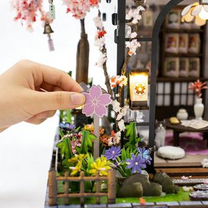 Hamaileon - Casa de Flores de Cerezo Japonesa Ecológica para Hacer Uno Mismo, Rompecabezas de <span class=keywords><strong>Madera</strong></span> 3D, Kit de Casa de Muñecas <span class=keywords><strong>en</strong></span> Miniatura, Luces LED, Manualidades, Regalos - Product Image 6