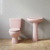 Offre Spéciale rose couleur lavage céramique sanitaire rose 2 pièces toilette et lavabo piédestal ensemble à bas prix en Inde
