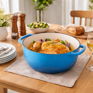 Ensemble de <span class=keywords><strong>cocotte</strong></span> ronde <span class=keywords><strong>en</strong></span> <span class=keywords><strong>fonte</strong></span> avec couvercle, matériau céramique métallique durable pour cuisinière à gaz, cuisson des aliments, pot à soupe - Product Image 6