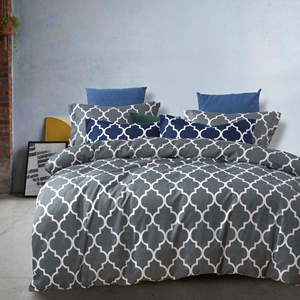 <span class=keywords><strong>Hotel</strong></span> di lusso casa stampato Logo personalizzato 100% poliestere biancheria da letto Set lenzuolo spazzolato in microfibra trapunta copripiumino - Product Image 3