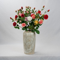 RTS Werbe-Kunstseidenrosen, realistisch, rot, 65 cm, einzelner Stiel, 6 Blütenköpfe, D8 cm, Weihnachts-, Hochzeits- und Heimdekoration