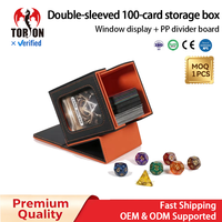Boîte de rangement pour cartes en cuir double couche Torson avec fenêtre transparente et séparateurs, étui premium pour 100 cartes TCG, écologique