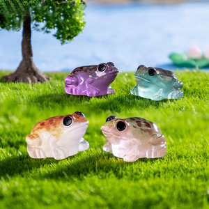 Miniaturas de Ranas Artísticas Pintadas a Mano de Resina, Luminosas, para Decoración de Jardín, Terrario, Manualidades, Adorno con Patrón Animal, Llavero - Product Image 1