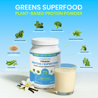LIFEWORTH 50 + Superfood Vegan Poudre de protéines à base de plantes Vanille Faible teneur nette en glucides Supplément