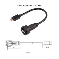 Circular impermeable D tipo chasis panel tornillo montaje en pared USB C tipo C usb3.0 módulo conector cable extensor adaptador acoplador
