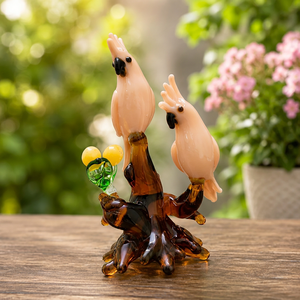 รูปปั้นไก่แก้วเป่ามือ งานประติมากรรมสัตว์ ของตกแต่งศิลปะ สีน้ำตาล ม่วง เขียว เหลือง ทำด้วยมือ - Product Image 4
