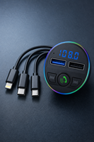 Transmetteur FM universel pour voiture en gros, chargeur USB-C trois-en-un, appel mains libres, lecteur MP3 sans fil, ambiance lumineuse colorée