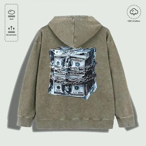 100% Cotton Washed <strong>Frozen</strong> Money Chain Graphic <strong>Hoodie</strong>, Multi - Colors - Product Image 4