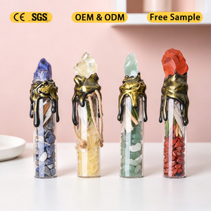 ขวดแก้วคริสตัลหินธรรมชาติแบบหยาบ ดีไซน์ใหม่ ทำมือ สำหรับบรรจุของขวัญเพื่อการบำบัด ขายส่ง - Product Image 1