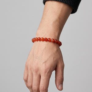 Bracelet en argent et cornaline, perles rouges tendance en forme de boule, unisexe, cadeau d'anniversaire de mariage, à porter au quotidien, bijoux raffinés - Product Image 2